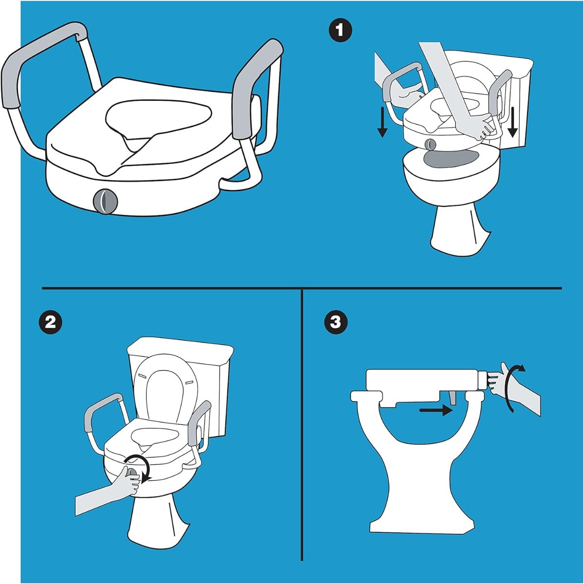 Carex EZ Raised toilet seat with lock handle