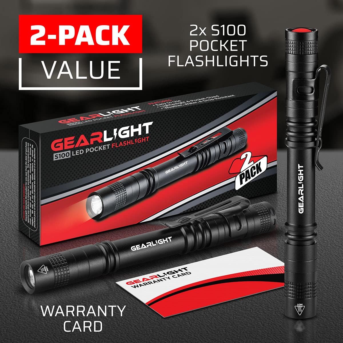 GearLight S100 LED Pocket Pen Light - 2 small