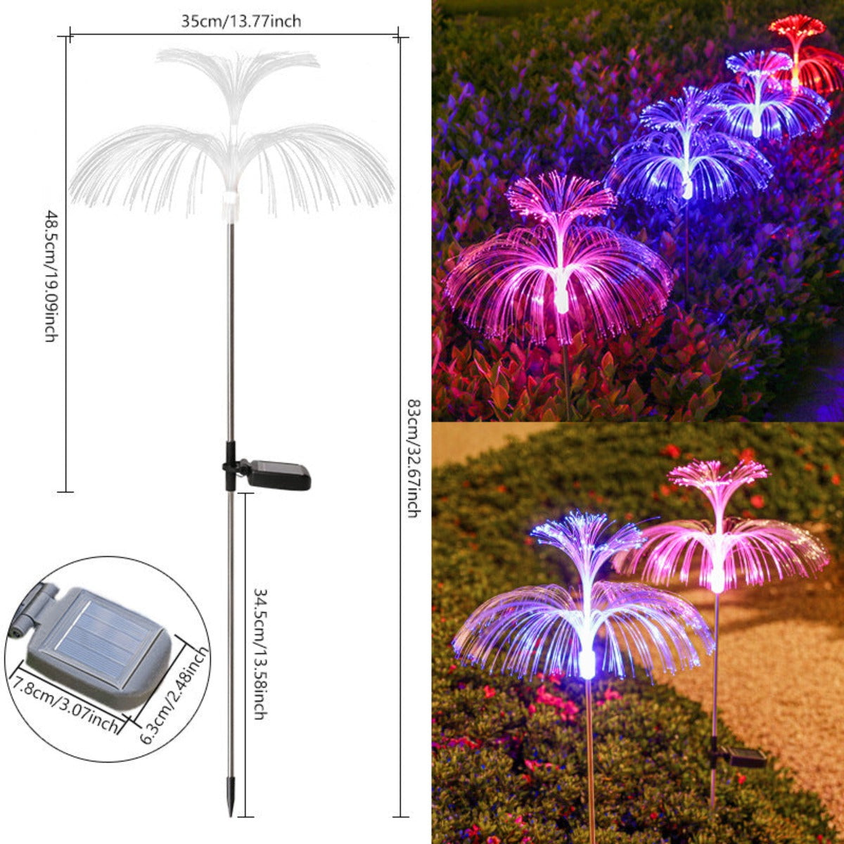 Solar fiber optic jellyfish lamp