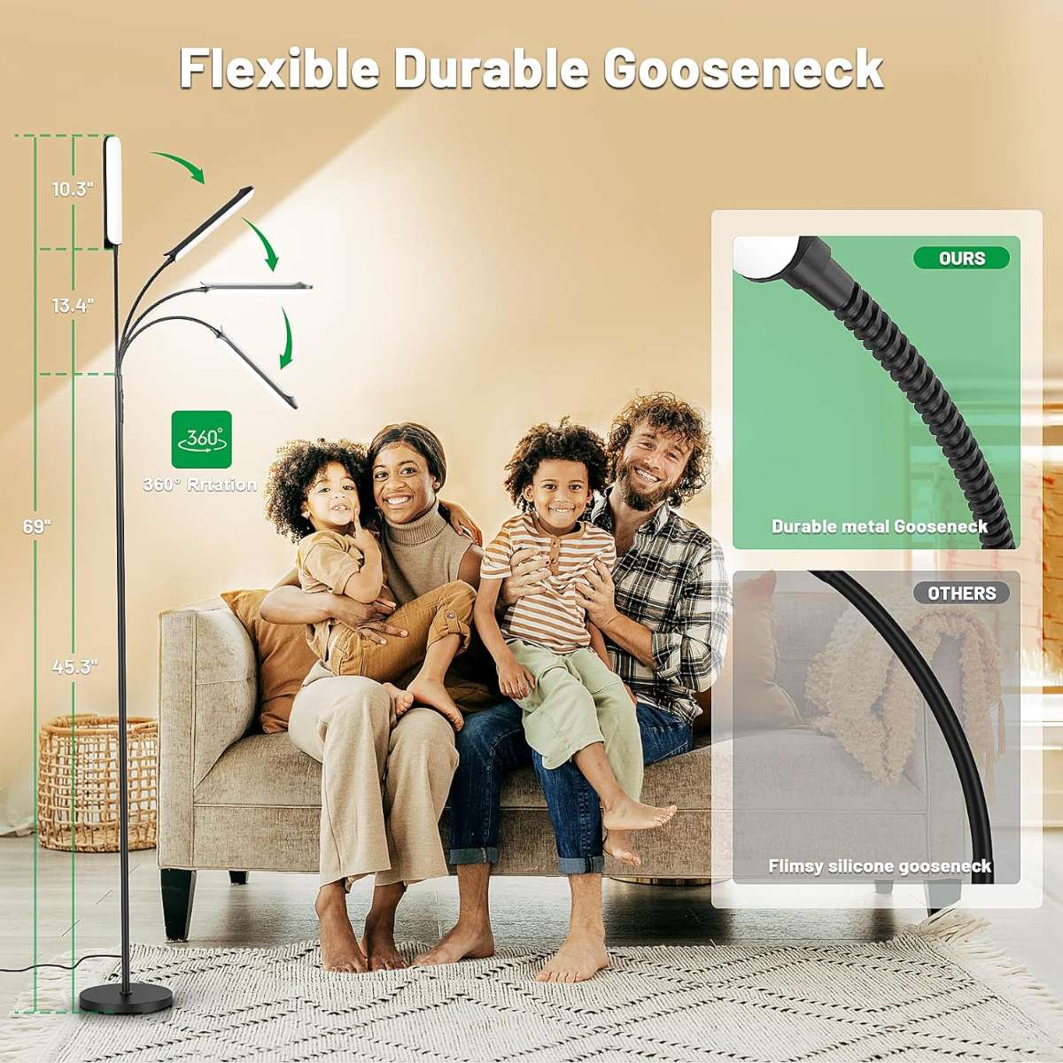 Brightech Litespan - Bright LED floor lamp for chairs, crafts and reading