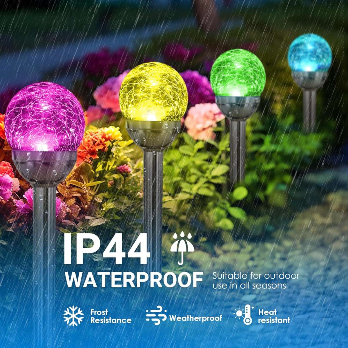 SOLPEX Solar Garden Lights Outdoor, 3-Pack Multicolor Color Change