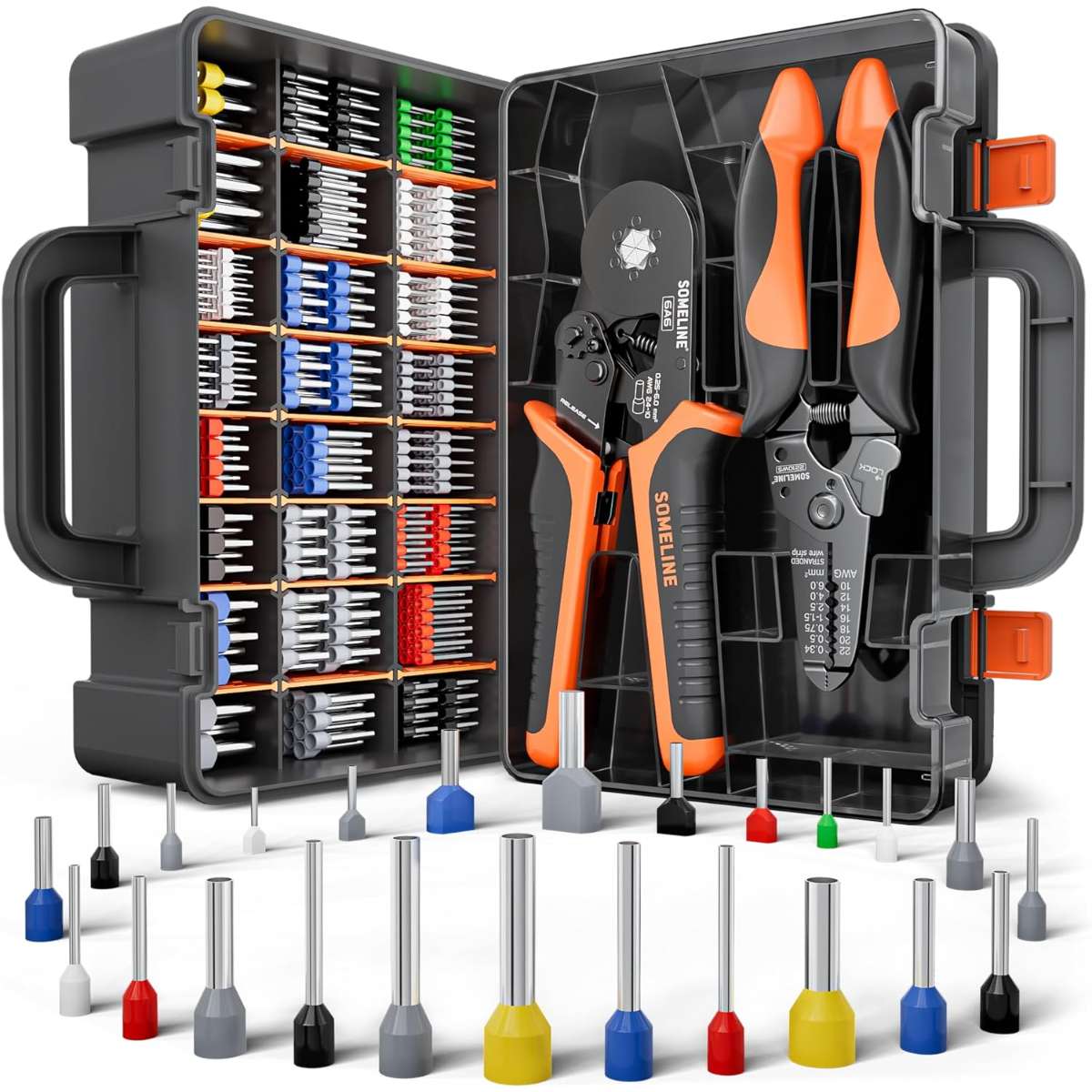Ferrule Crimping Tool Kit, Hex Ferrule Crimping Pliers (AWG 24-10)
