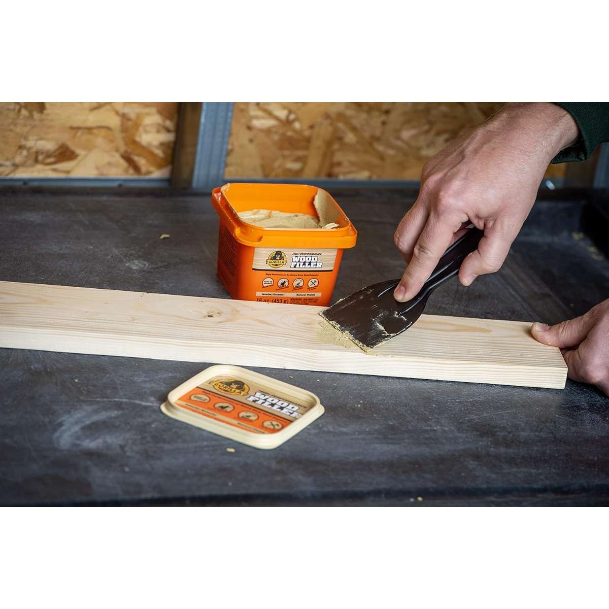 Gorilla All Purpose Wood Filler, 16 Ounce Tub, Natural (Pack of 1)