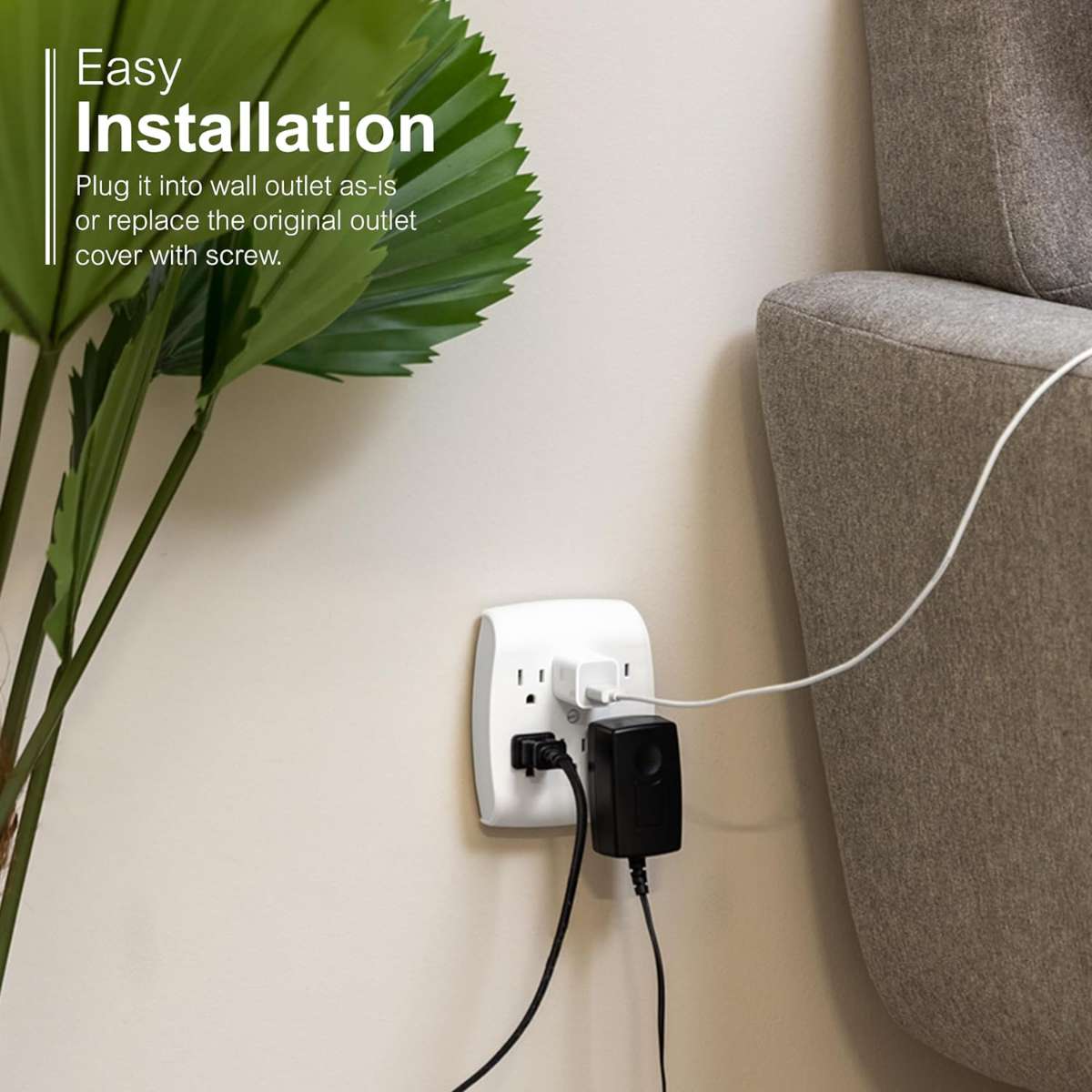 GE 6 Receptacle Extender Wall Tap White, 54947