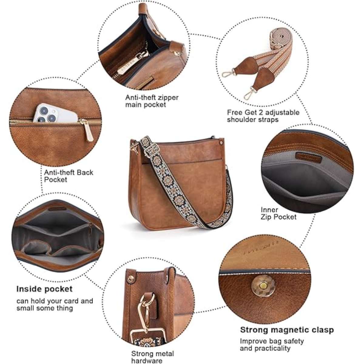 HKCLUF Women's Crossbody Bag Vegan Leather Tote