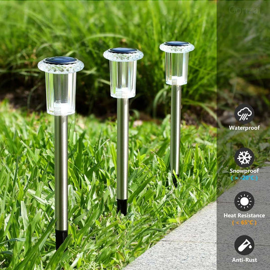 Solar Path Light 10 Pack Solar Outdoor Light, (Cool White)