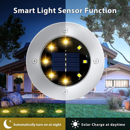 12-Pack 8LED Solar Garden Lights (Warm White) (12-Pack)