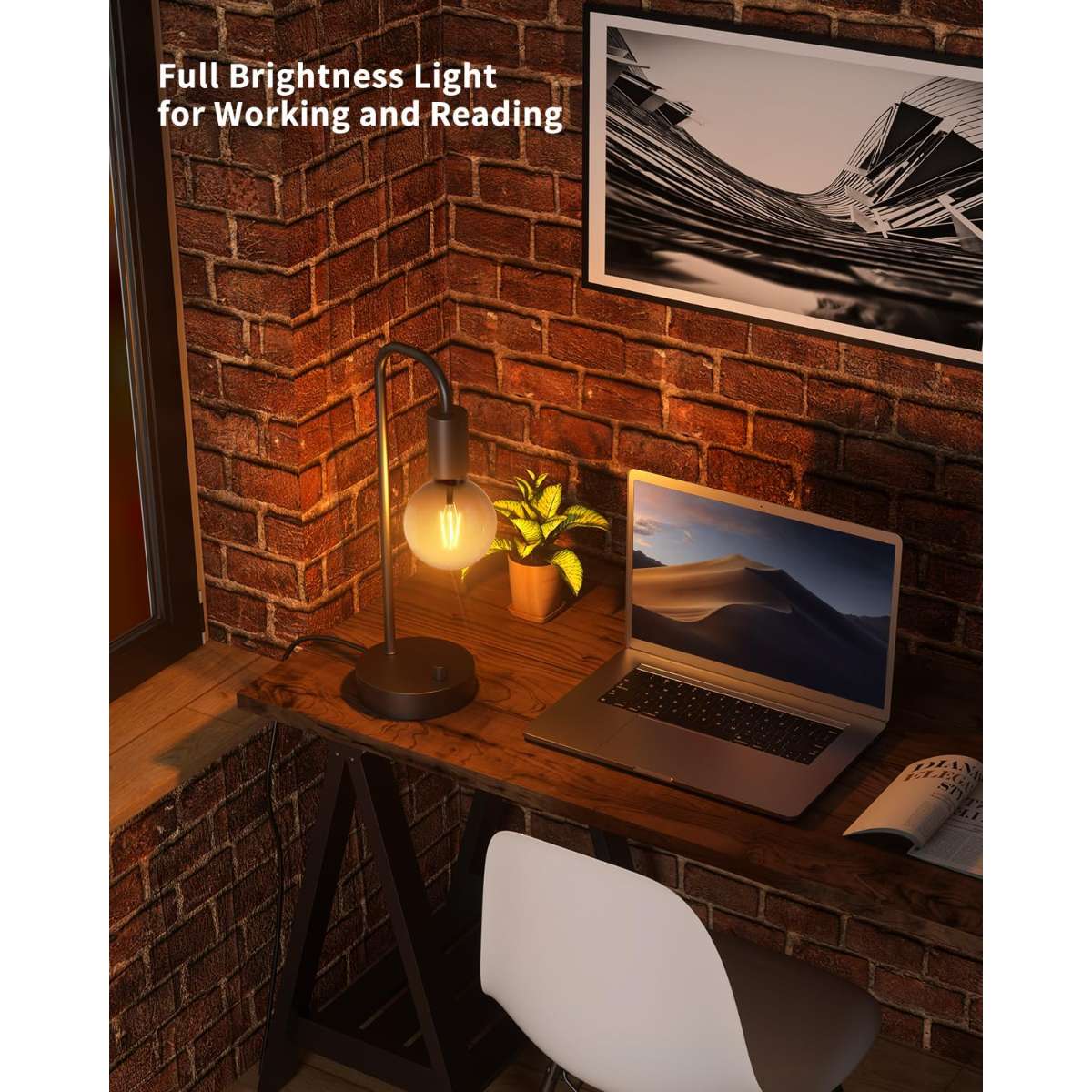 Industrial table lamp in the bedroom (bulb included)