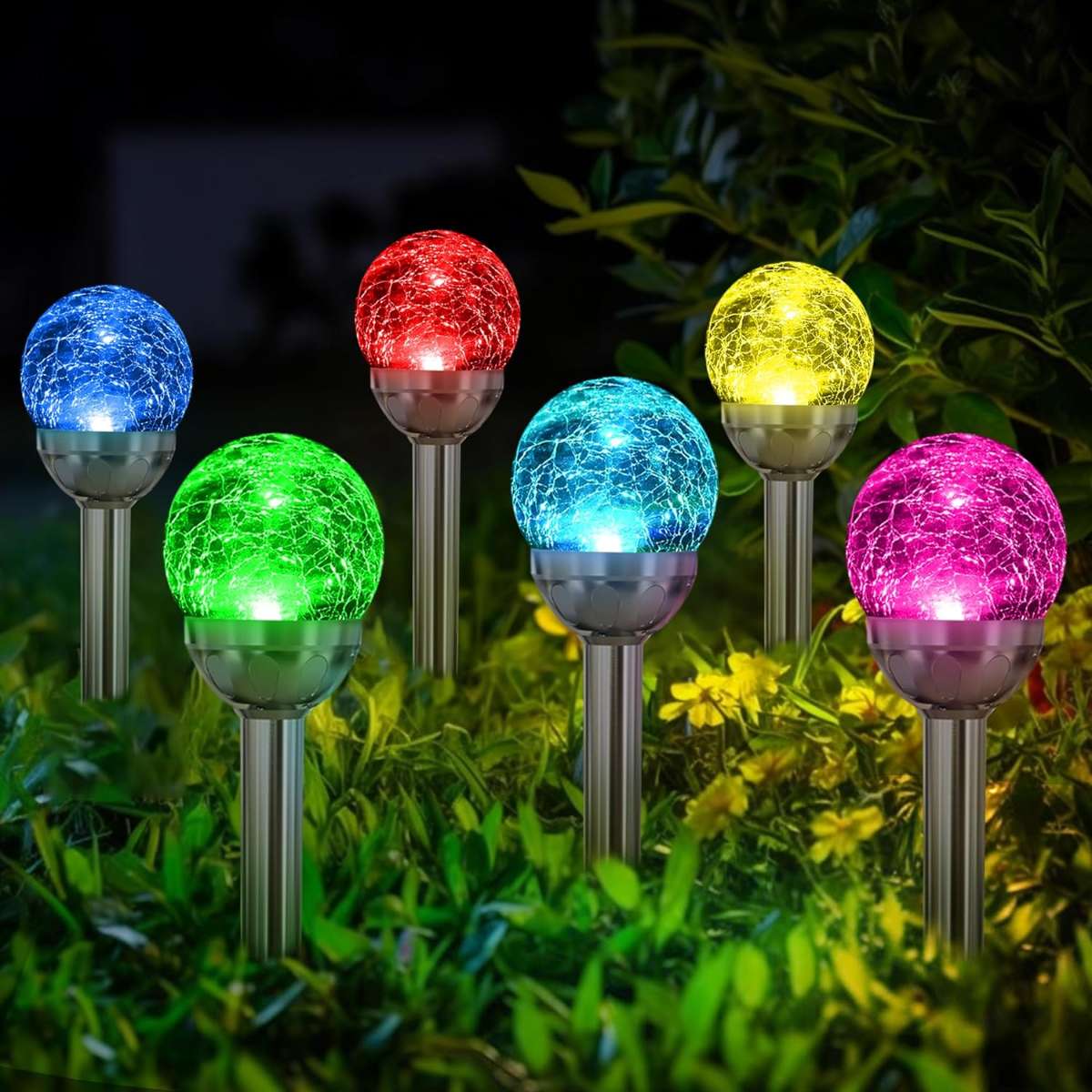 SOLPEX Solar Garden Lights Outdoor, 3-Pack Multicolor Color Change