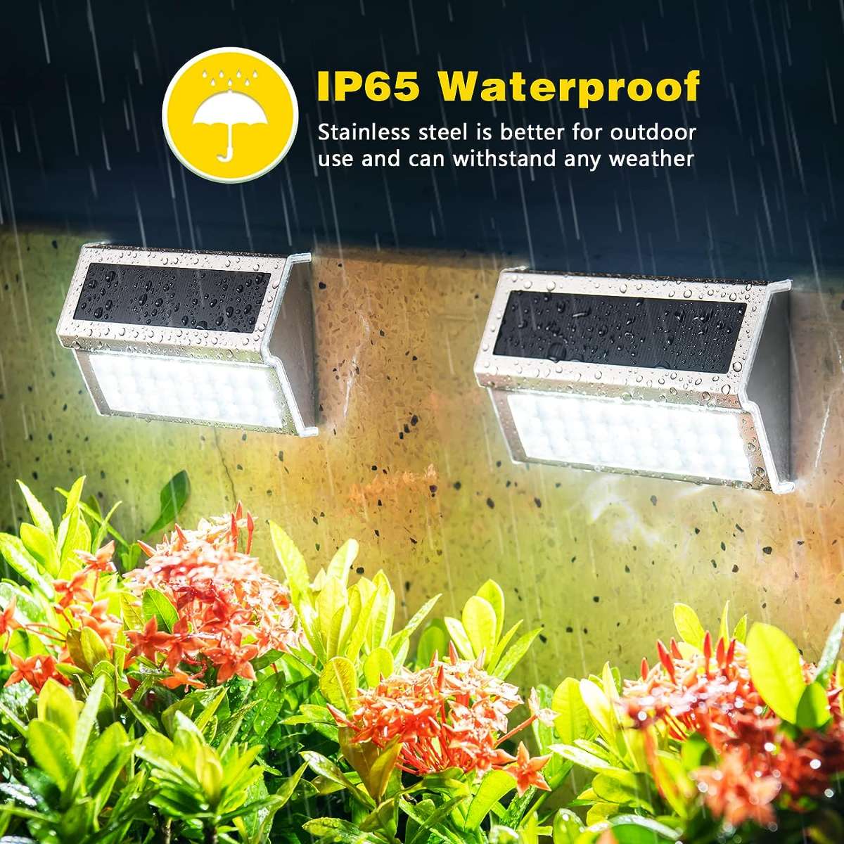 ROSHWEY Solar Outdoor Light, 10 Pack of 30 LED Fence Lights, Cool White Light
