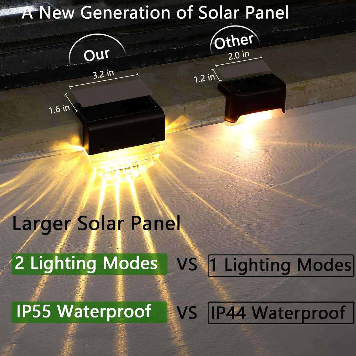 Solar deck light, warm white/color changing lighting