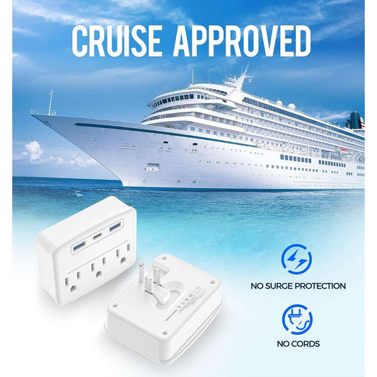 Cruise power strip foldable plug non-surge protector