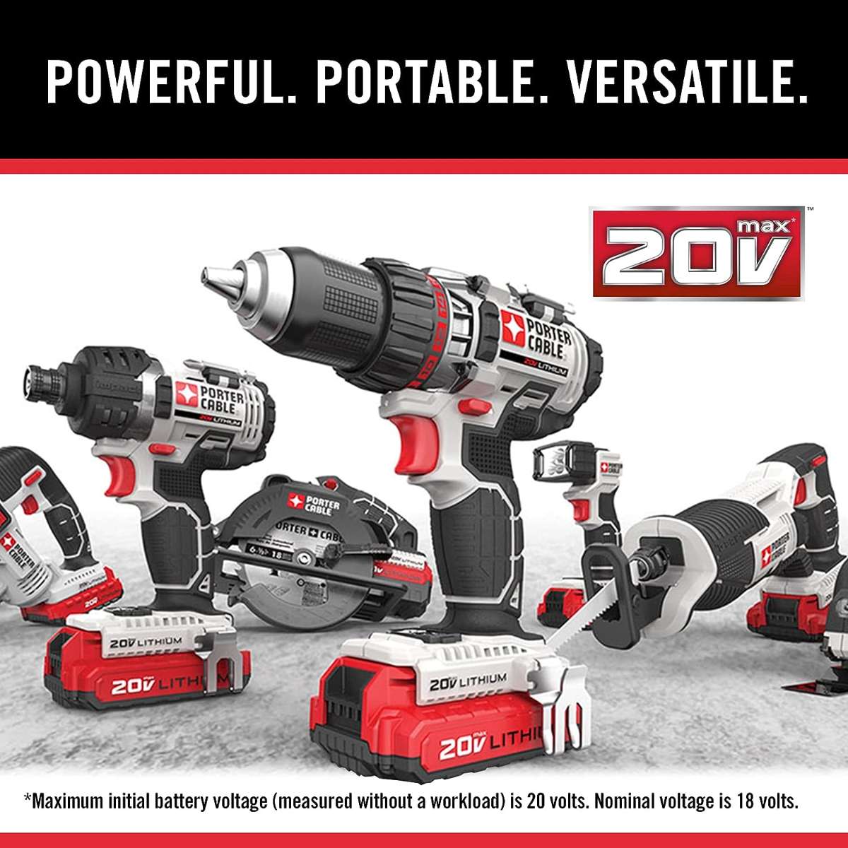 PORTER-CABLE PCCK617L6 20V MAX* Lithium Ion 6-Tool Combo Kit with Free USB Device