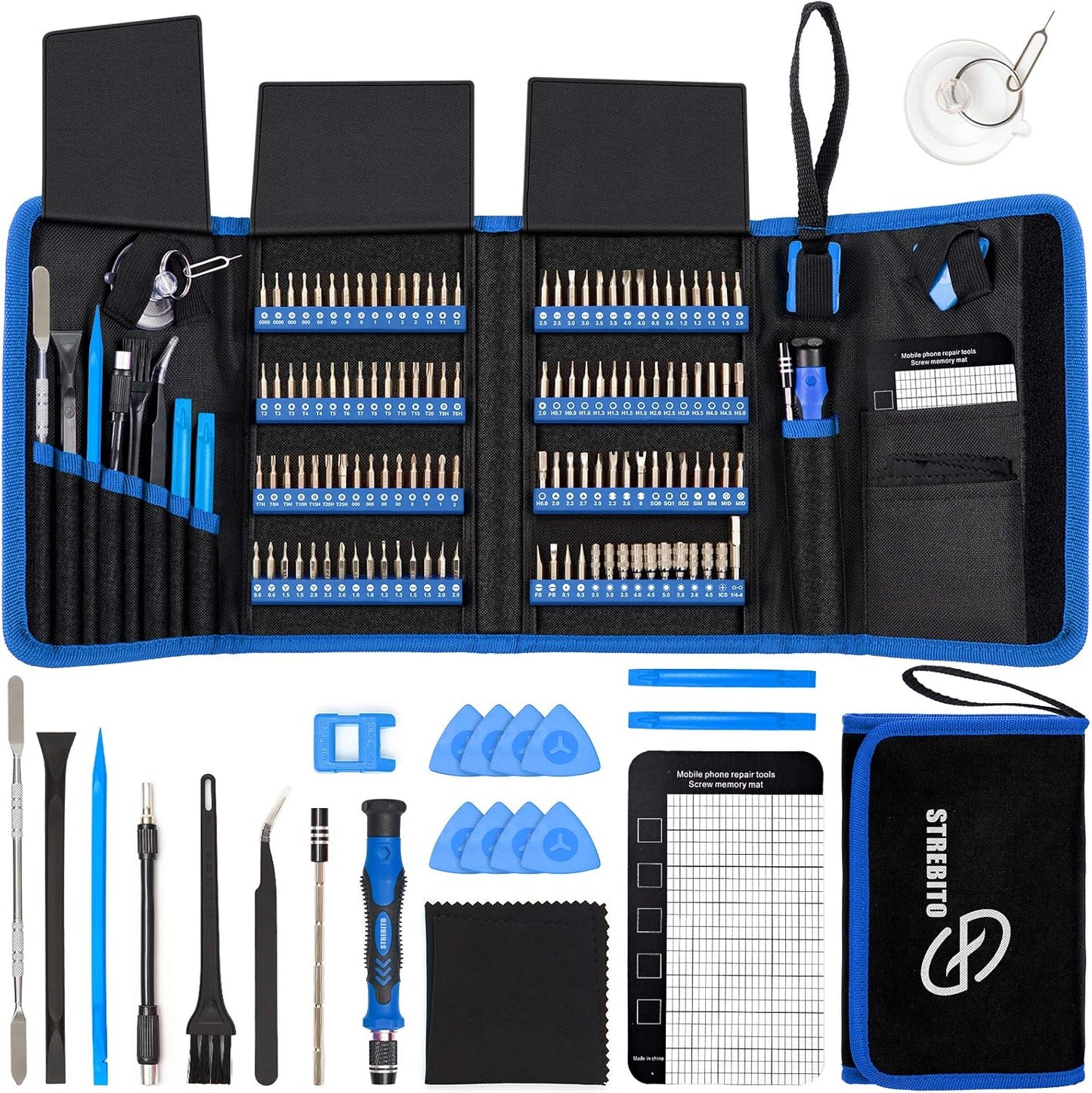 STREBITO Electronics Precision Screwdriver Set 142 Piece 120-Bit Magnetic Repair Tool Kit