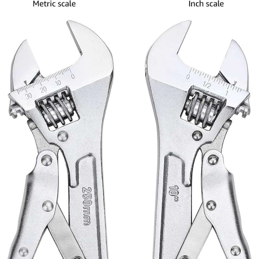 Amazon Basics Locking Adjustable Wrench, 10 inch x 2.7 inch x 0.75 inch