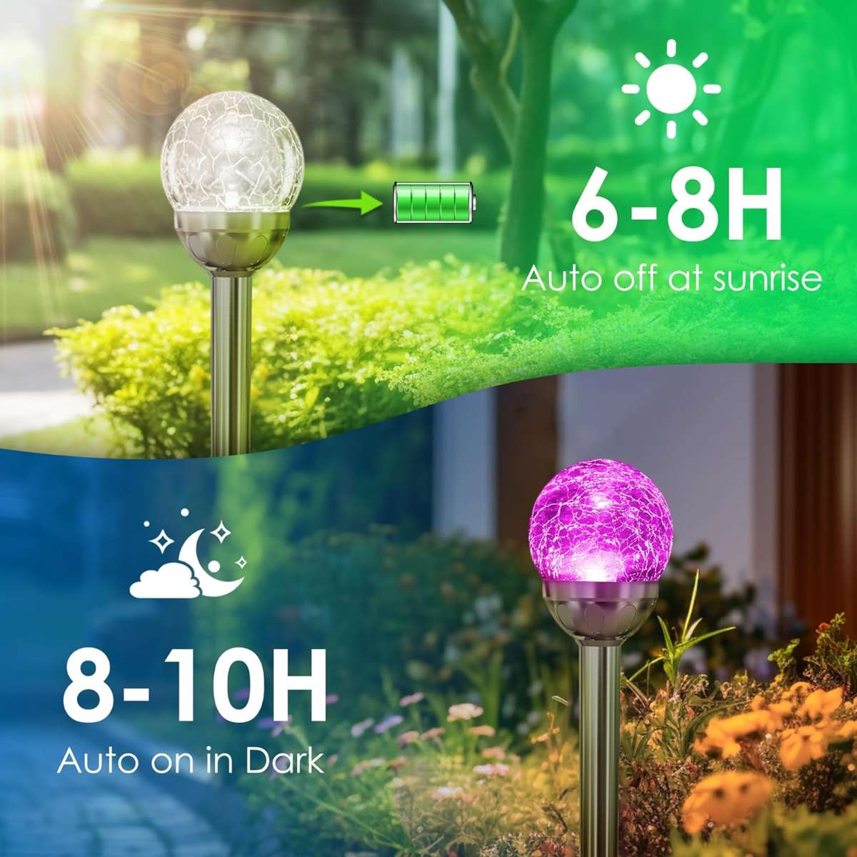 SOLPEX Solar Garden Lights Outdoor, 3-Pack Multicolor Color Change
