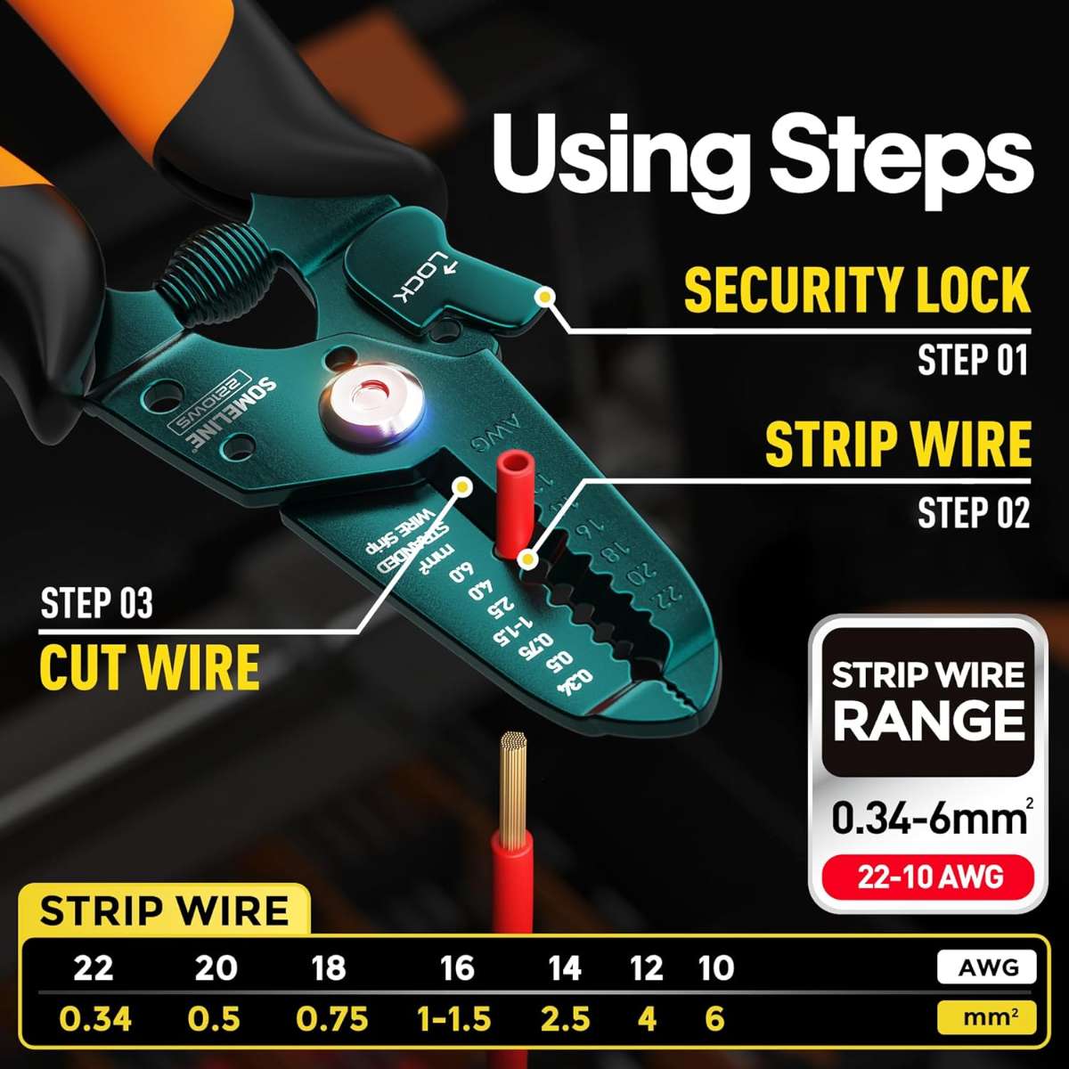 Ferrule Crimping Tool Kit, Hex Ferrule Crimping Pliers (AWG 24-10)