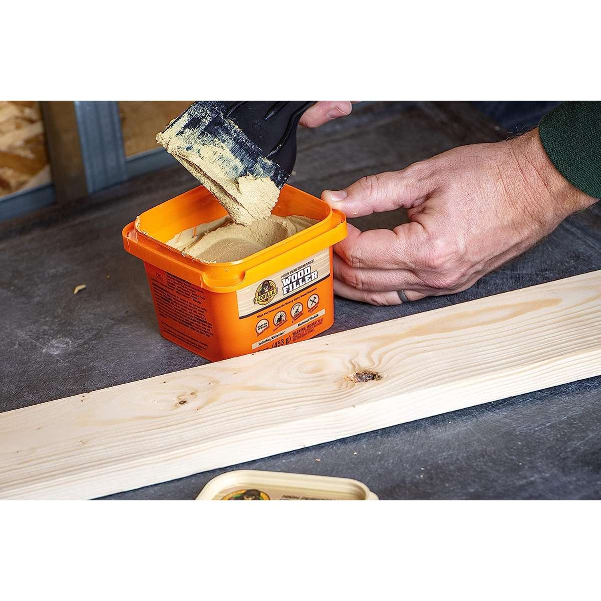 Gorilla All Purpose Wood Filler, 16 Ounce Tub, Natural (Pack of 1)