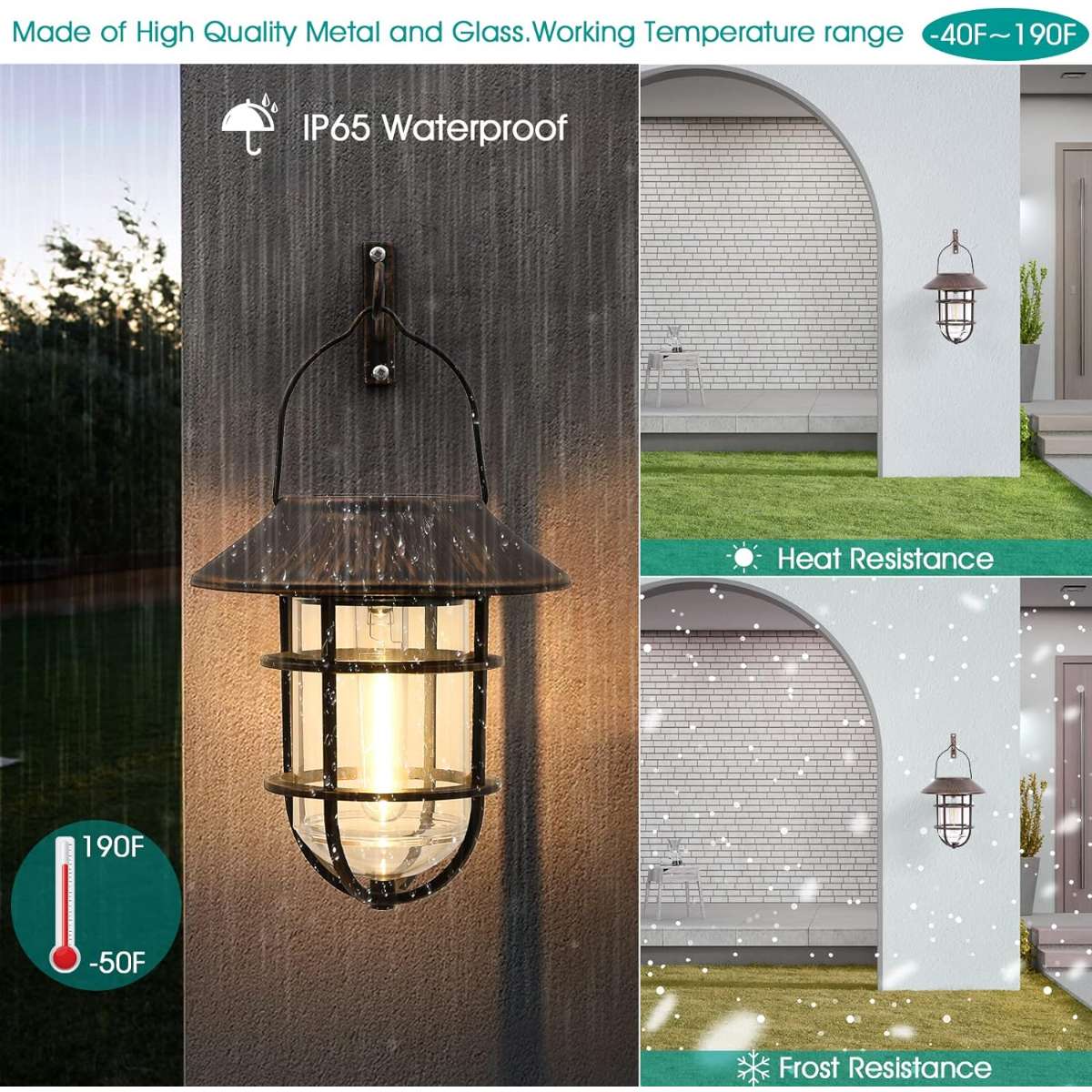 Upgrade Solar Outdoor Light, Hanging Solar Light, Set of 2, Bronze