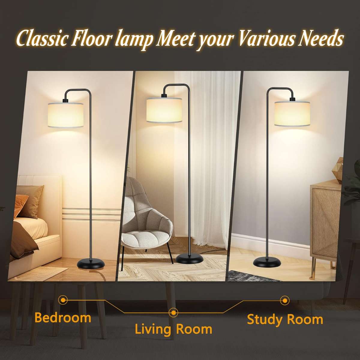 [Upgraded] living room LED floor lamp, black