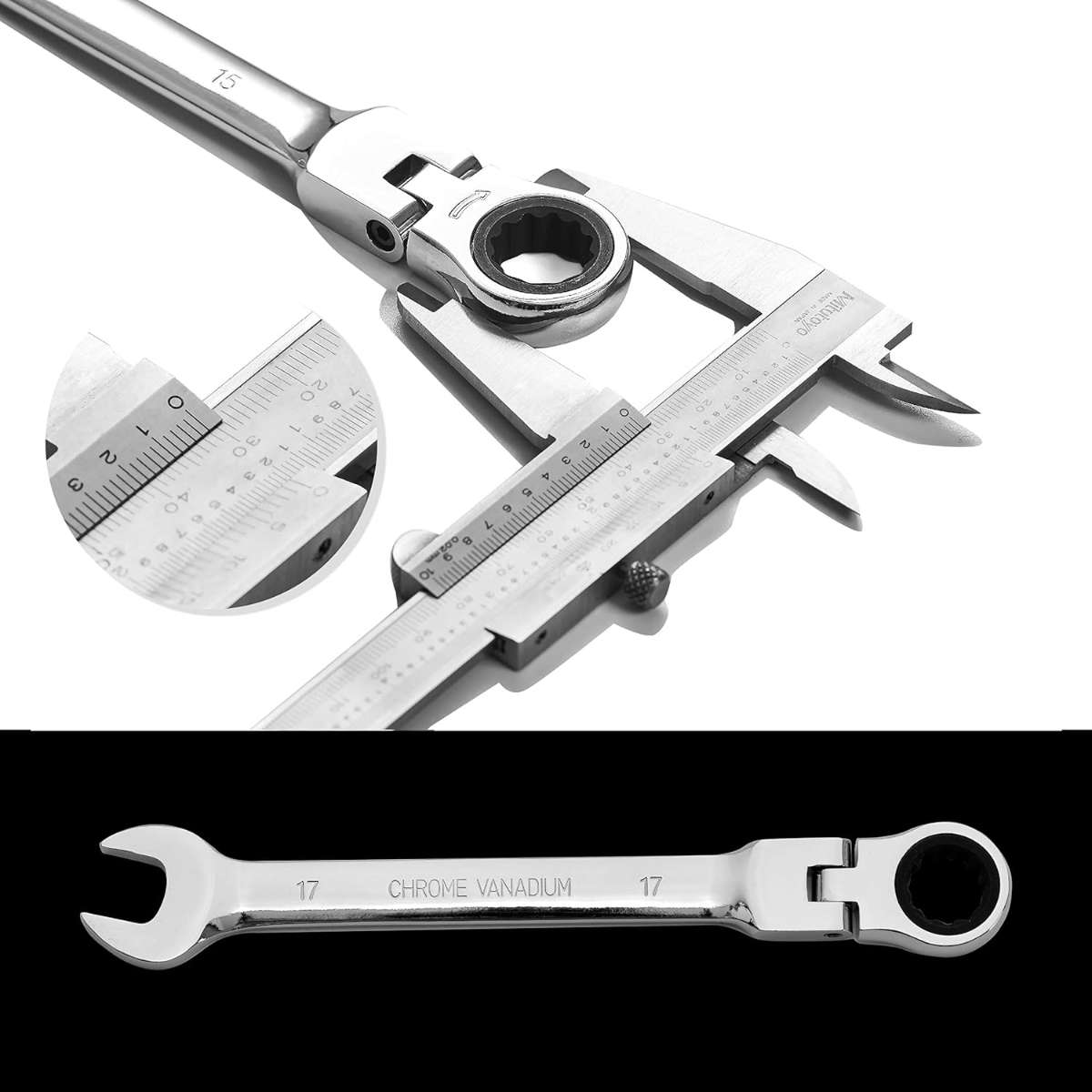 12 Piece 8-19mm Metric Flex Head Ratchet Wrench Set