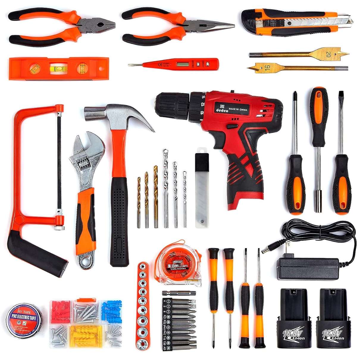Tool set with drill bit, 108 pieces cordless drill home power tool set