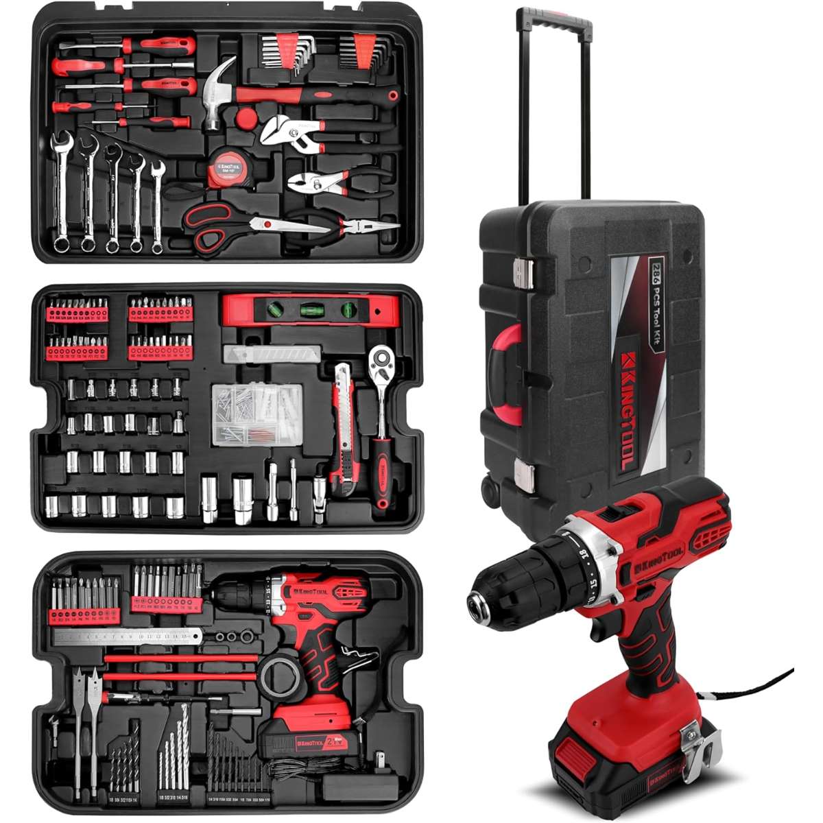KingTool Home Tool Kit - 286 PCS Home Car Repair Tool Kit
