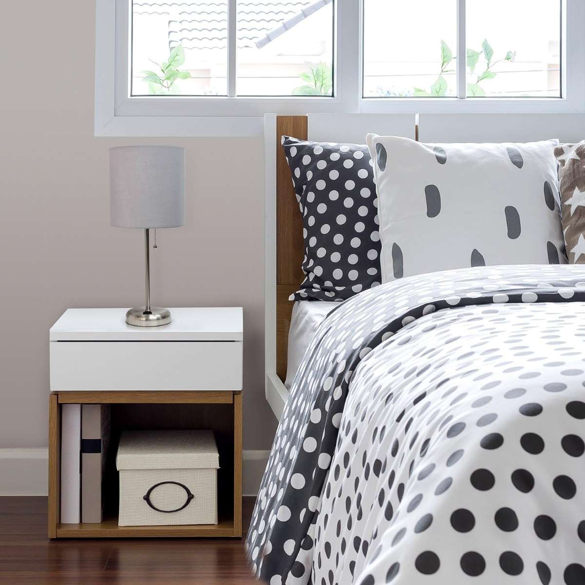 Simple Design LT2024-GRY Table Lamp with Grey Shade