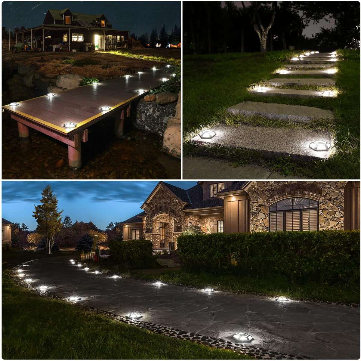VOLISUN Solar Deck Light Driveway Dock Light (Warm White/White)