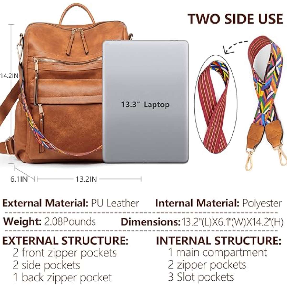 Dora & Liz Women's Backpack Wallet Stylish Leather