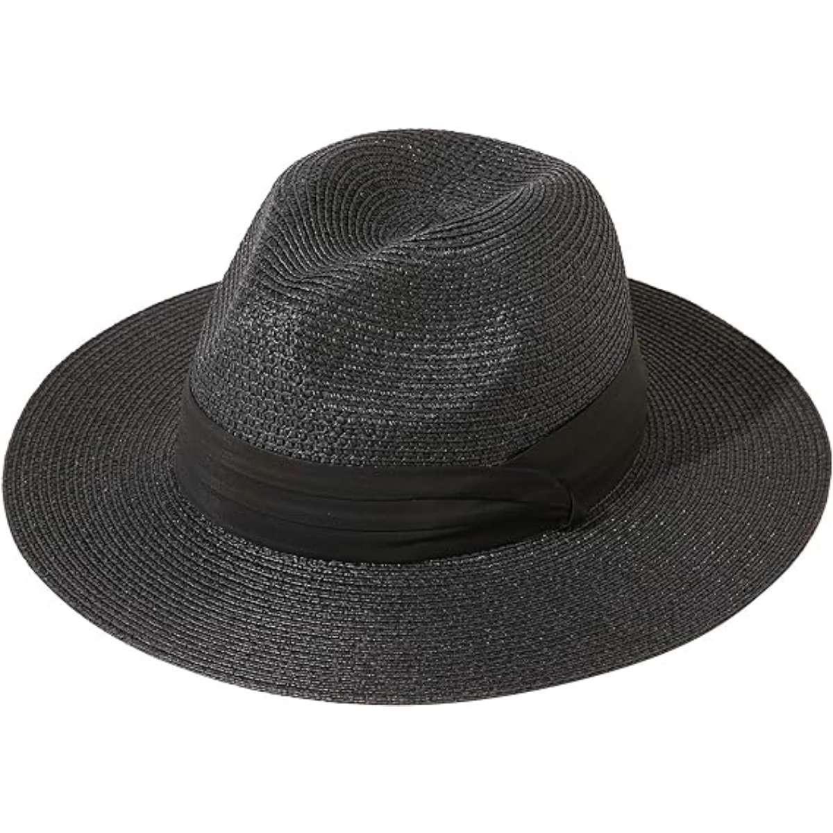 Lanzom Women Wide Brim Straw Panama Roll up Hat Fedora Beach Sun Hat UPF50+