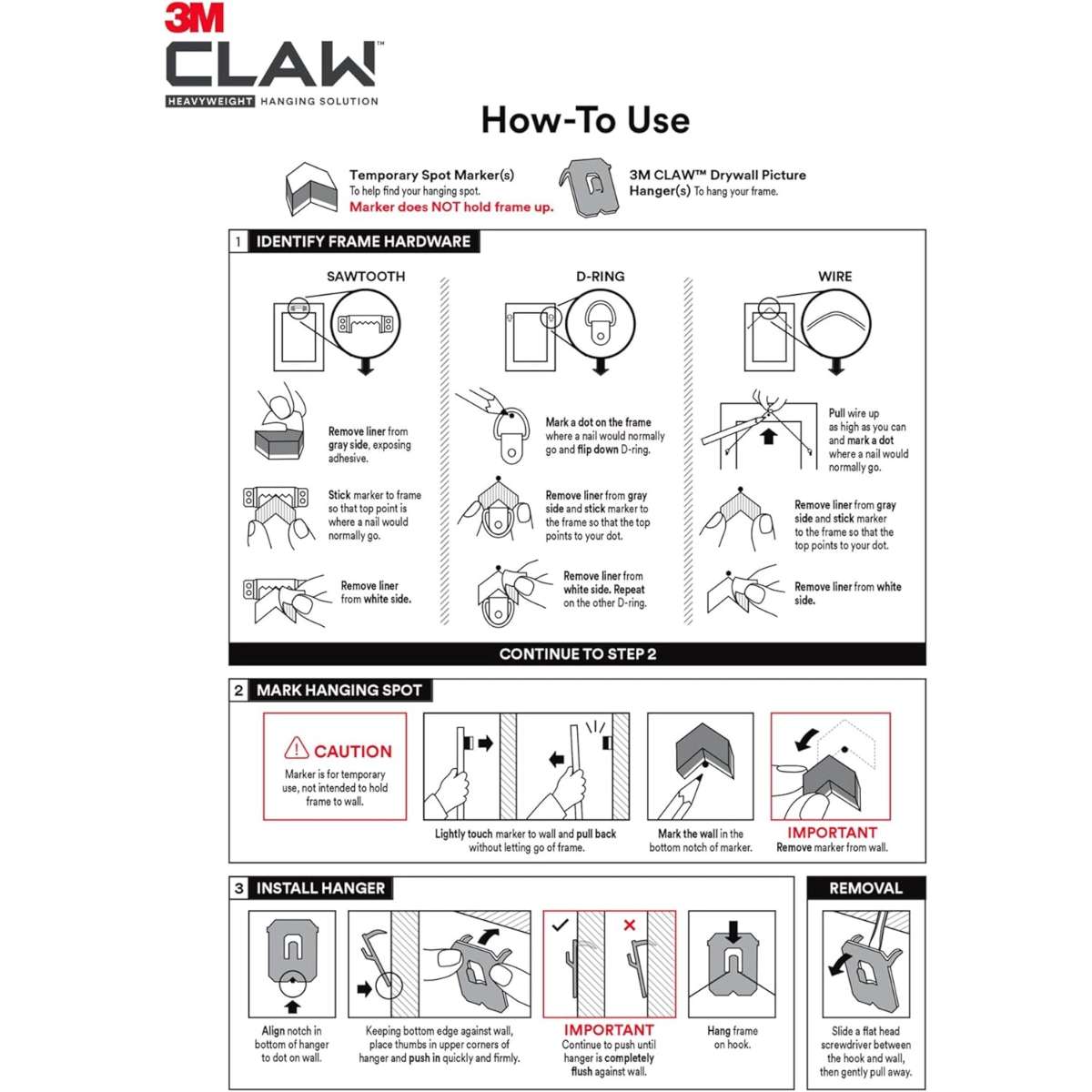 3M Claw(TM) 45 lb drywall picture hanger - 4 pcs (1 pack of 1)