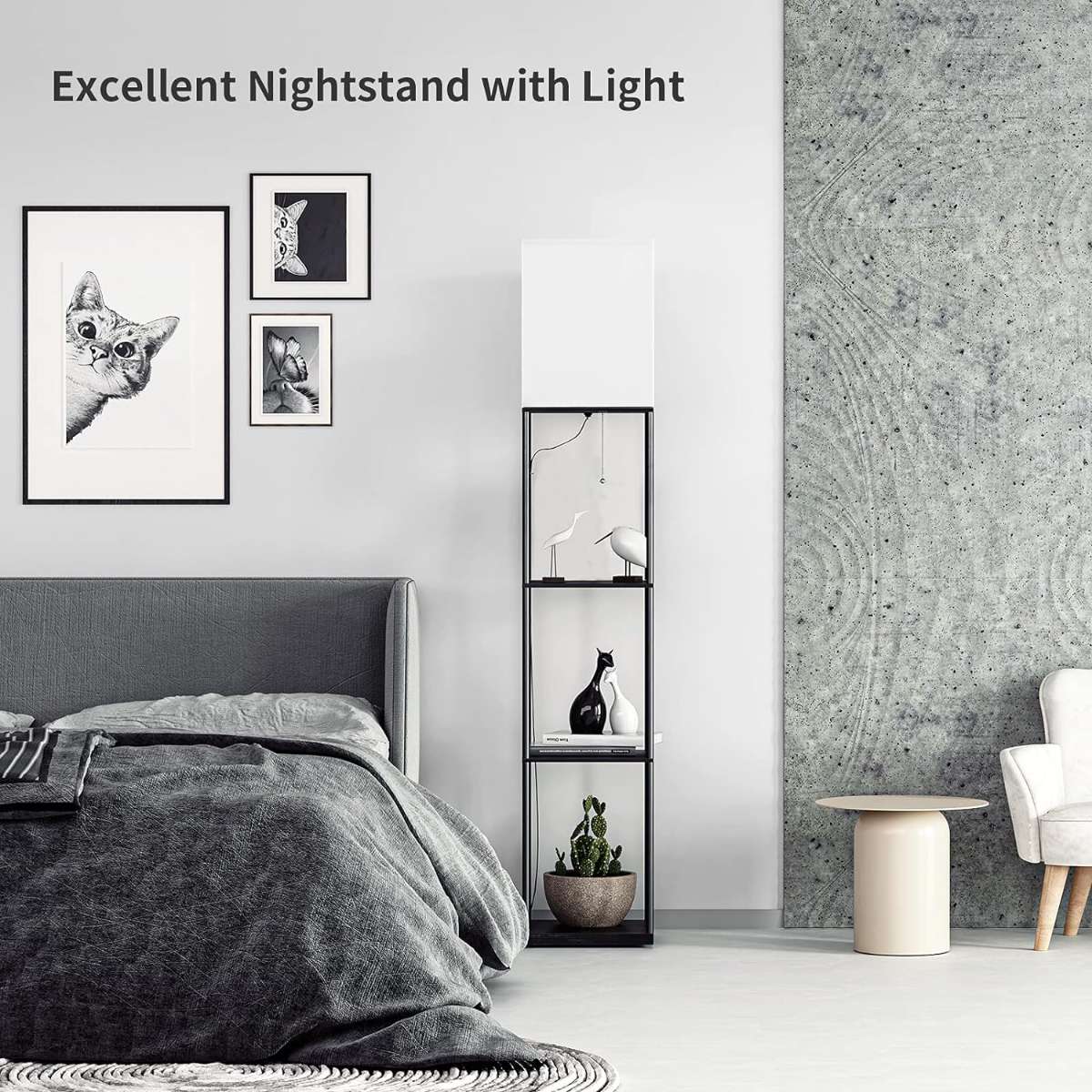 SUNMORY Floor Light with Shelf (Black)