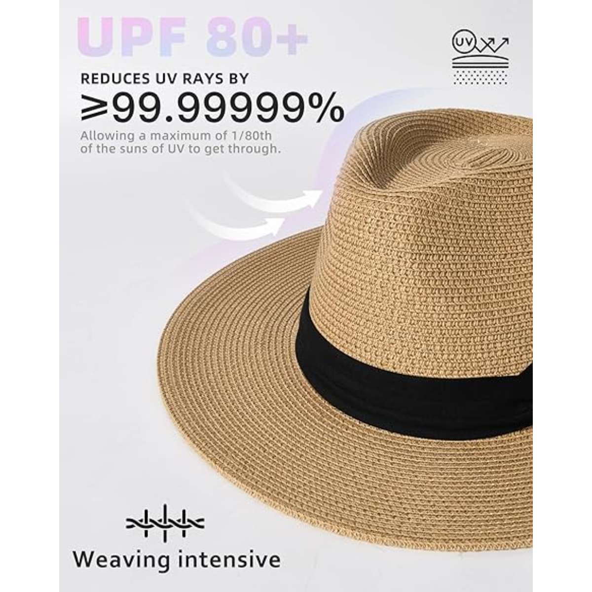 Fortark women's wide-brimmed straw hat Panama hat