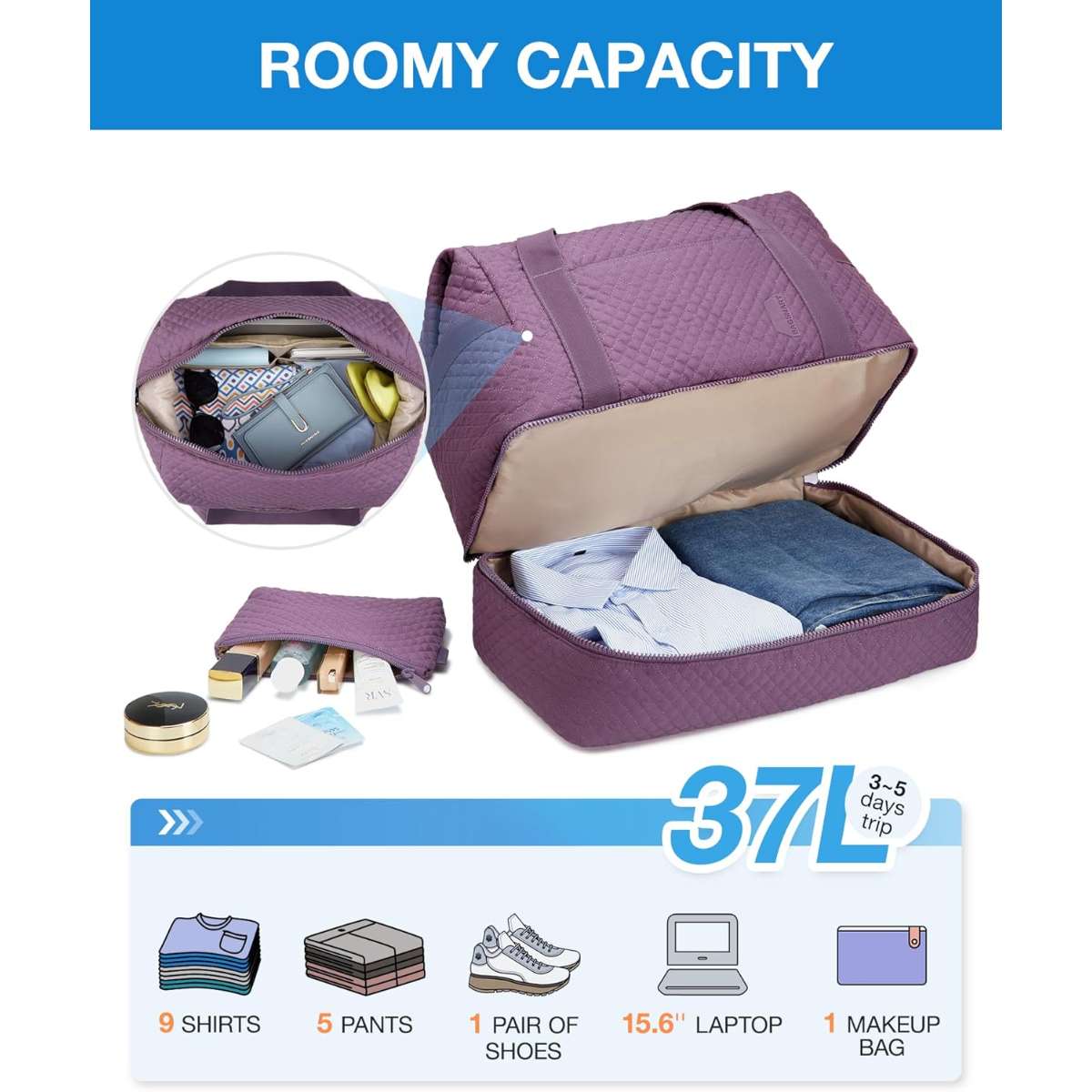 BAGSMART LARGE GYM BAG WITH YOGA MAT BUCKLE