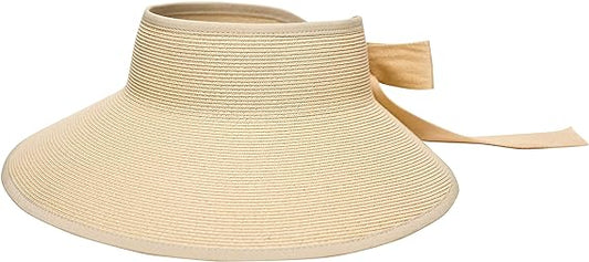 Pineapple&Star Vienna Visor Women’s Summer Sun Straw Packable UPF 50+ Beach Hat