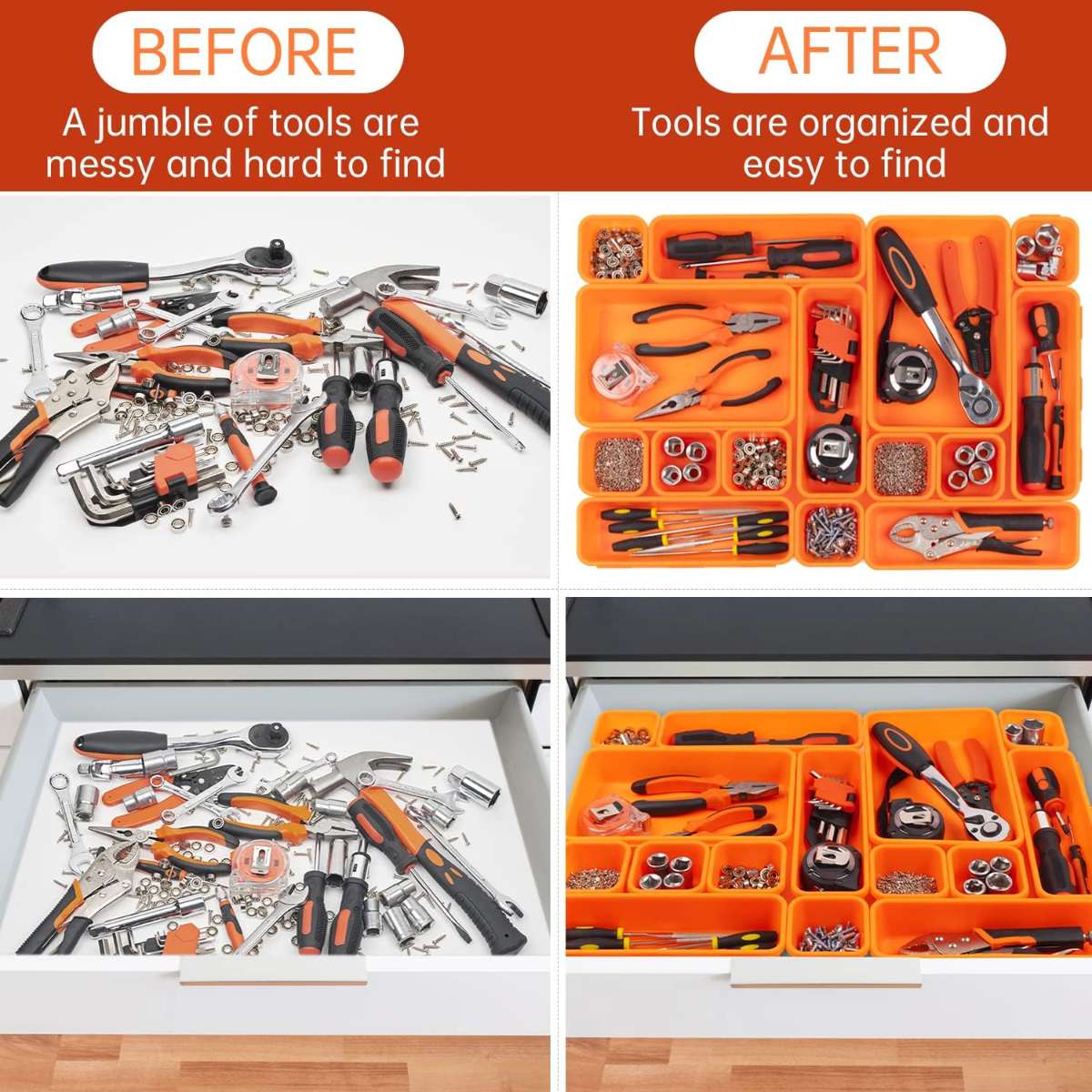 45 Pack Toolbox Organizer Tool Tray Divider Orange