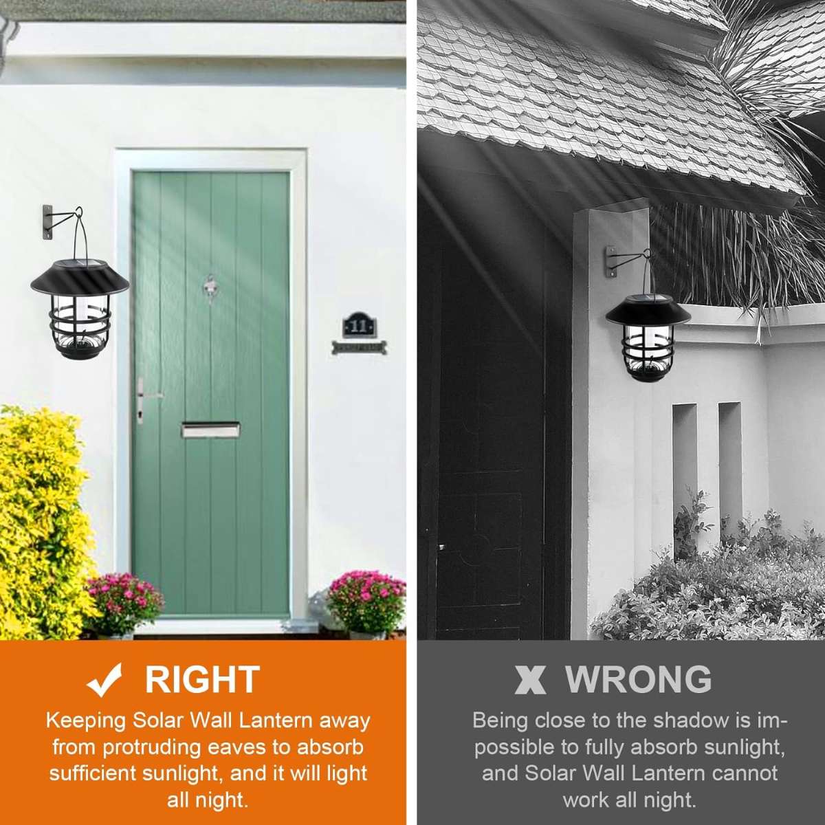 Otdair Solar Wall Lights Outdoor, 2-Pack
