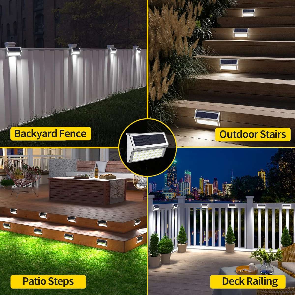 ROSHWEY Solar Outdoor Light, 10 Pack of 30 LED Fence Lights, Cool White Light