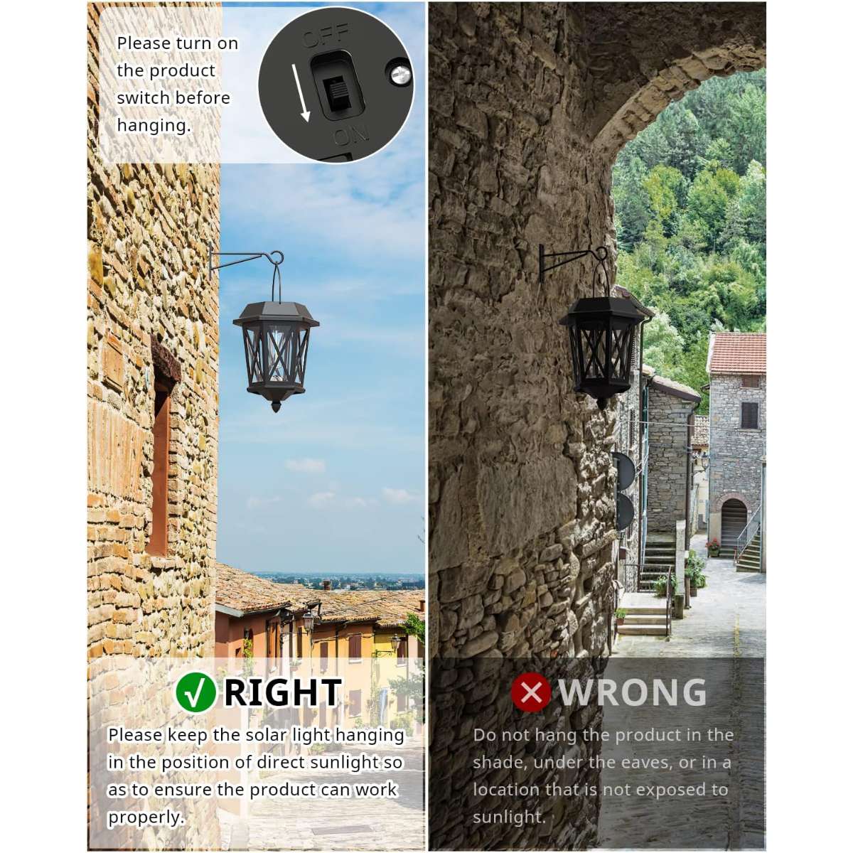 Solar Lantern Outdoor Hanging Solar Lantern, Anti Black - Set of 2
