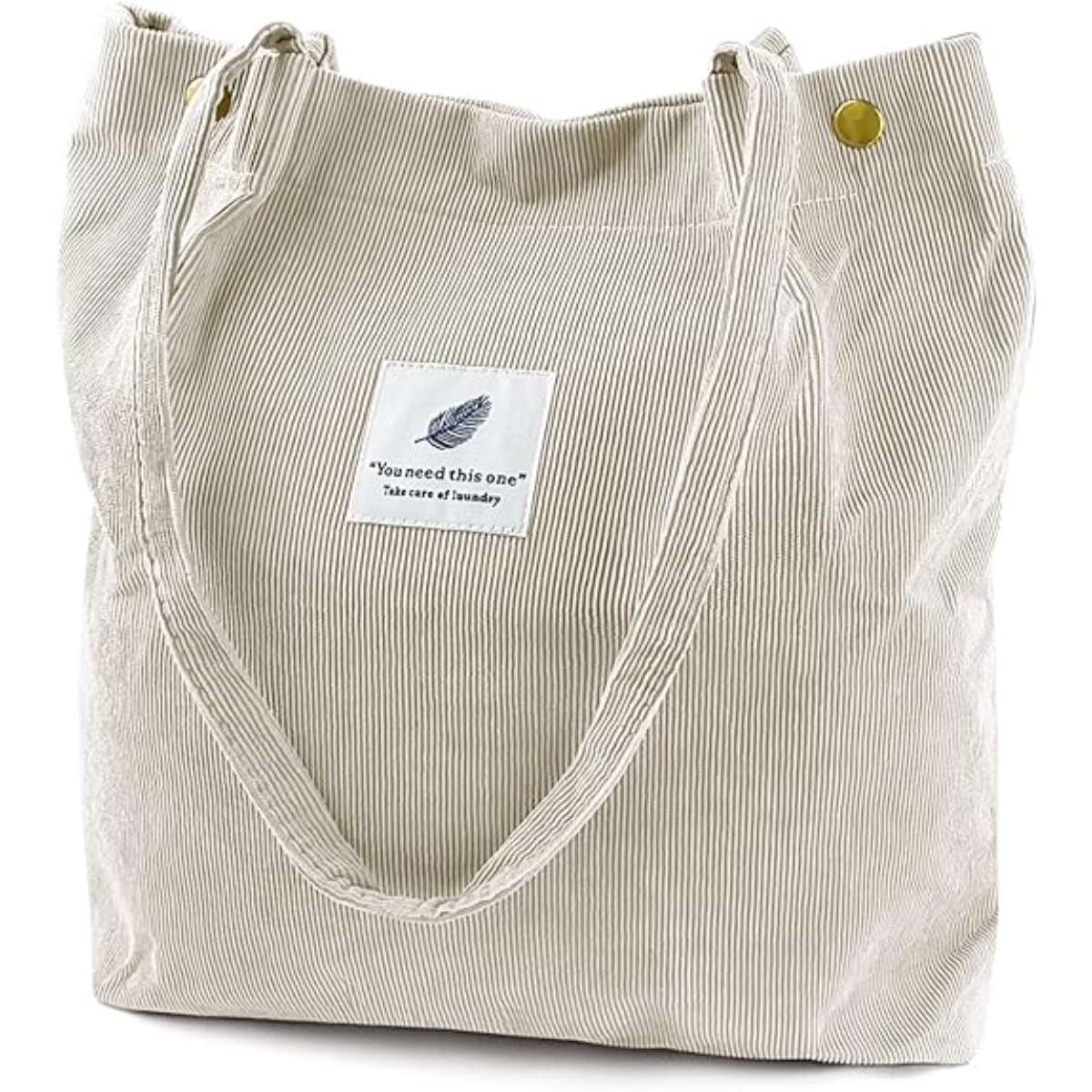 Corduroy Tote Bag for Women Canvas Shoulder Cord Purse with Inner Pocket