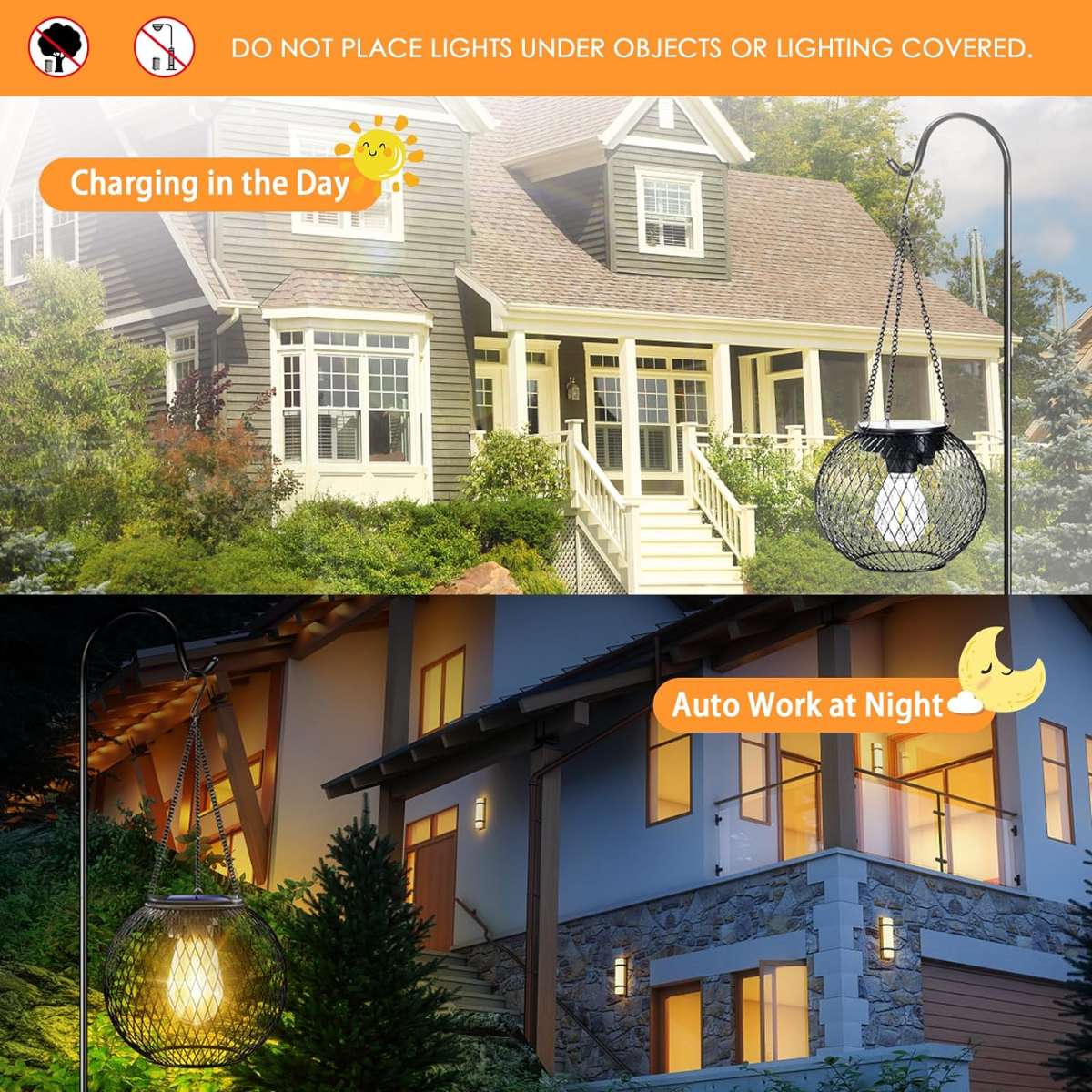 UBright Solar Outdoor Light Upgrade Hanging Solar Light 2-Pack