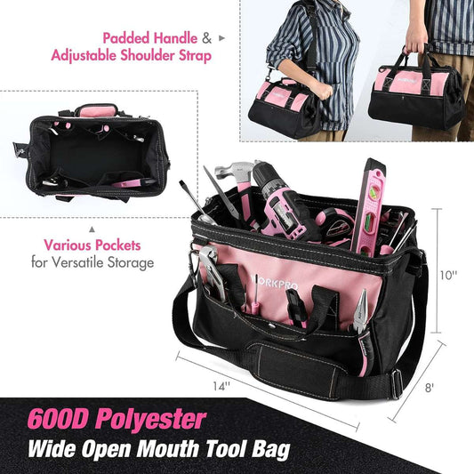 WORKPRO Pink Household Tool Set with Drill Bit-Pink Ribbon