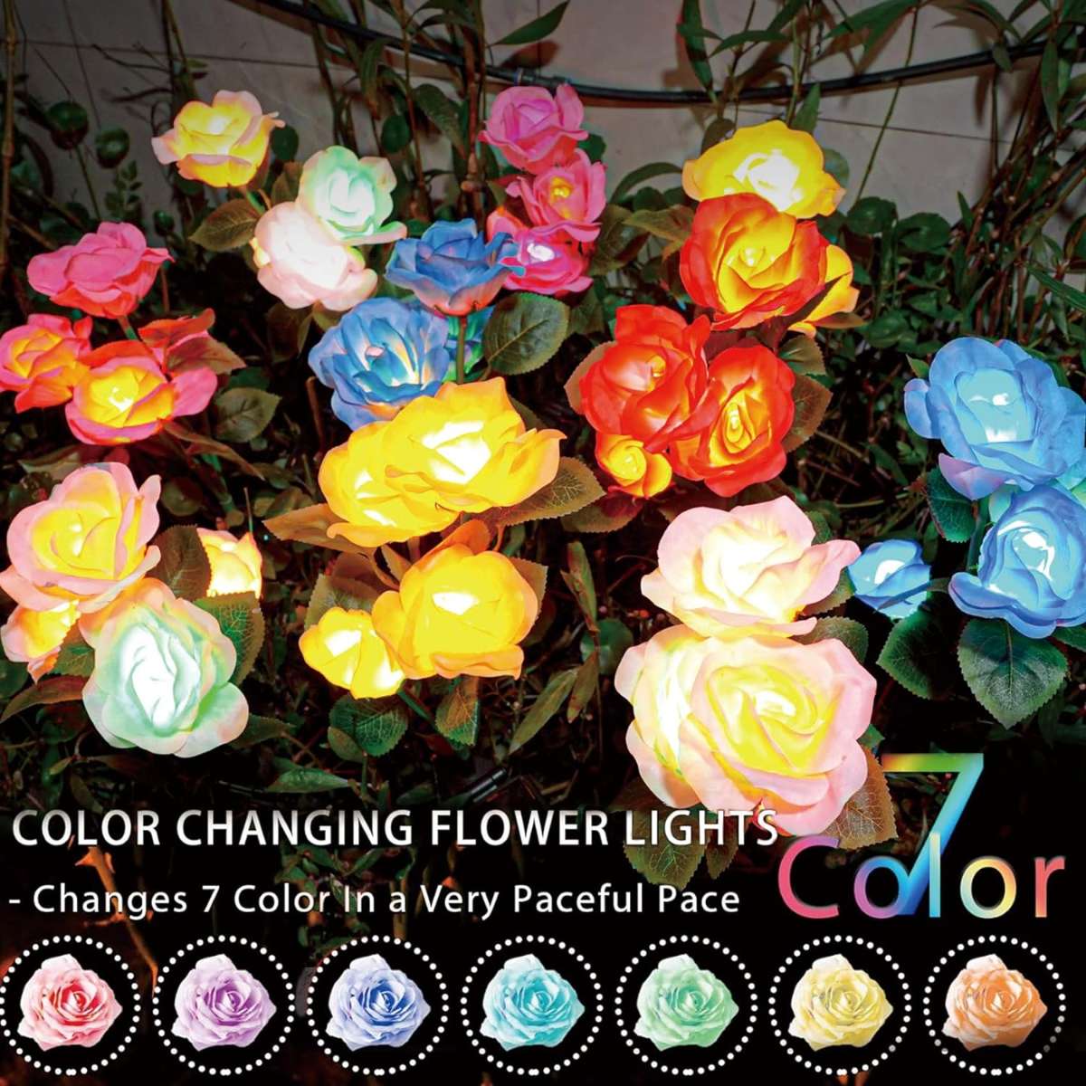 TONULAX Solar Garden Lights - More Realistic Roses (2 Pack)