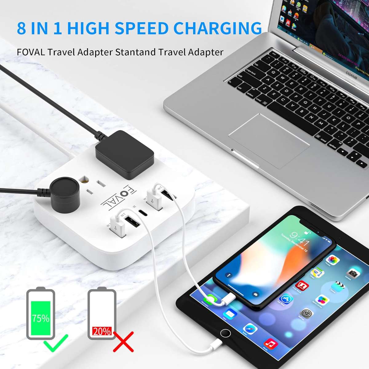European Travel Plug Adapter, Foval Ouukeus Power Strip