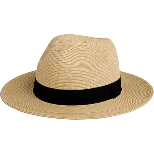 Pineapple&Star Sun Straw Fedora Beach Hat Fine Braid UPF50+ for Unisex
