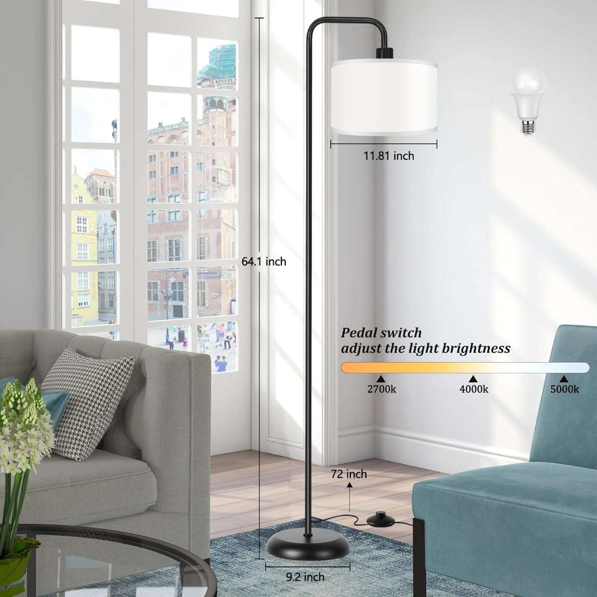[Upgraded] living room LED floor lamp, black