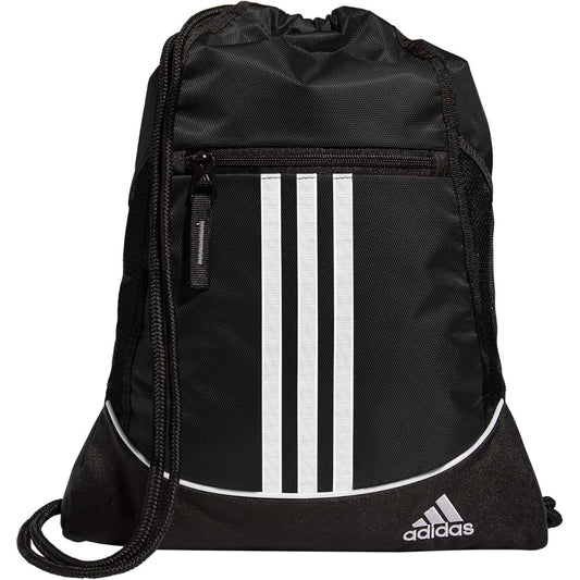 adidas Alliance Sackpack Drawstring Backpack Gym Bag, Silver Green/White, One Size