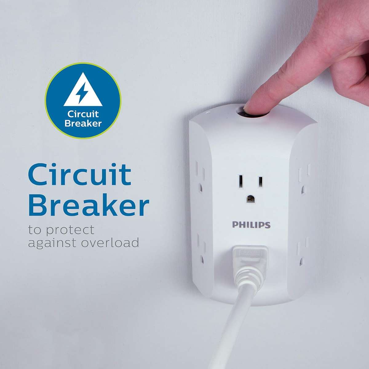 Philips 6 Socket Extender, Ground Wall Tap, White, SPS1460WA/37