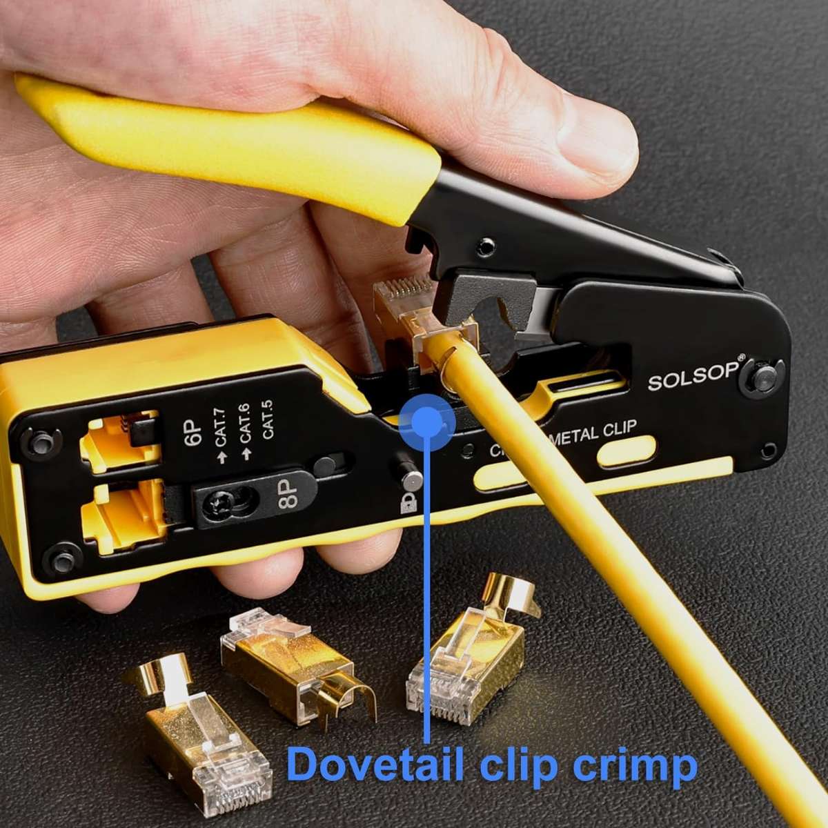 Solsop Pass-Through RJ45 Crimping Tool Kit All-in-One Ethernet Crimping Machine